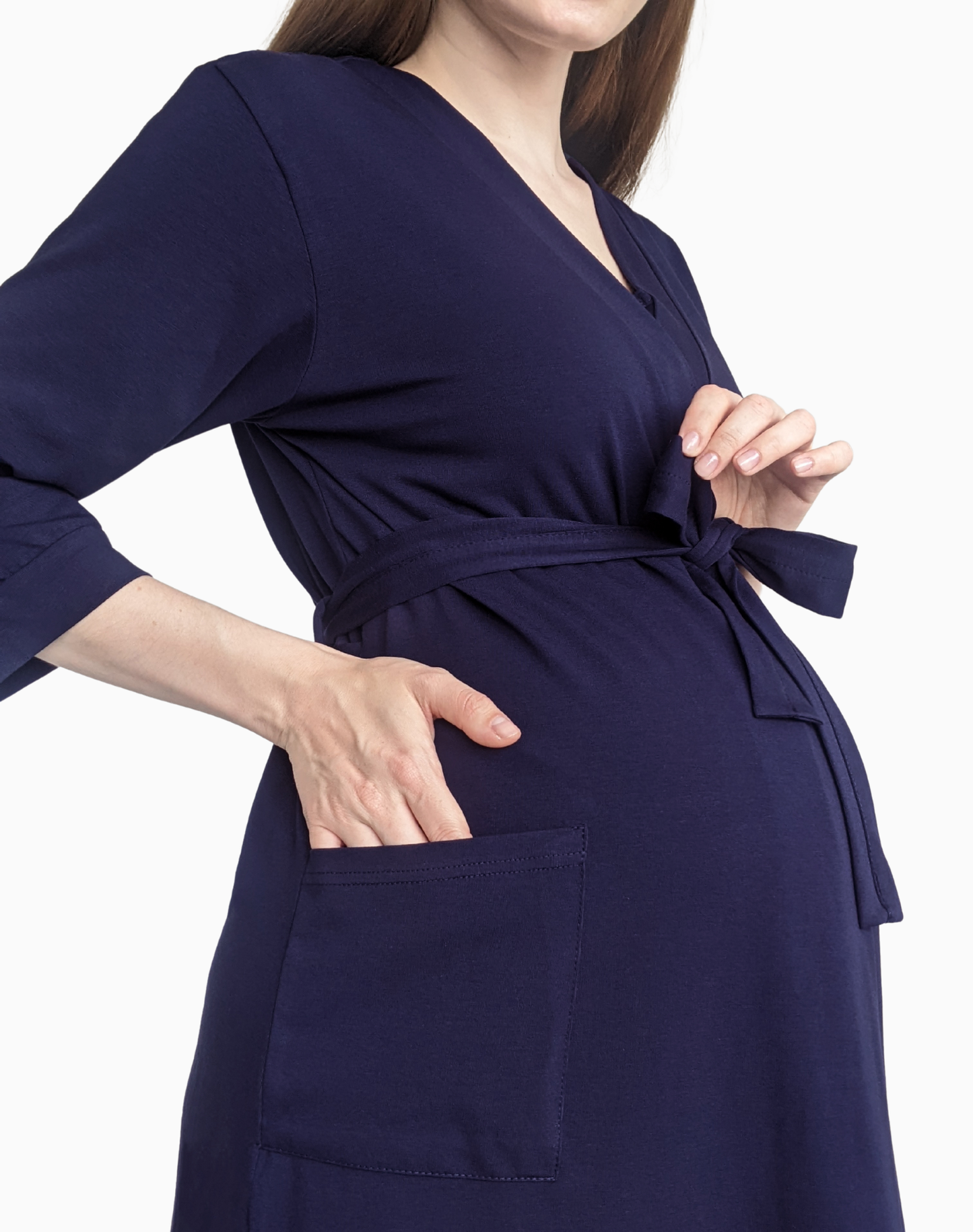 Hera – szalfrok ciążowy z kieszeniami – Midnight navy (Ciemny granat)