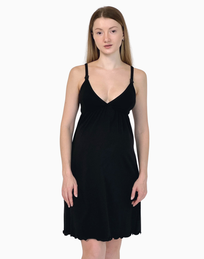 Luna – koszula do karmienia na ramiączkach – Black (Czarny)