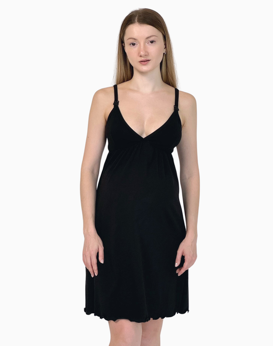 Luna – koszula do karmienia na ramiączkach – Black (Czarny)