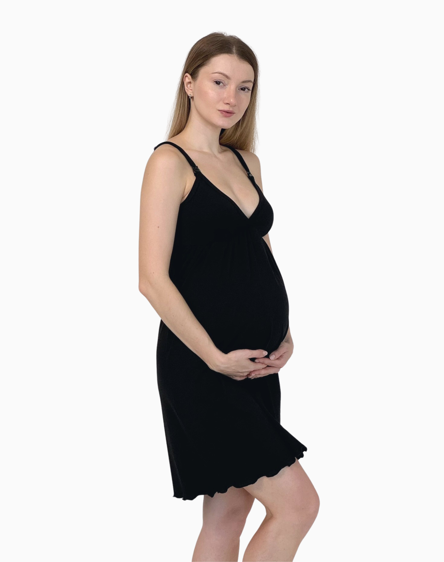 Luna – koszula do karmienia na ramiączkach – Black (Czarny)