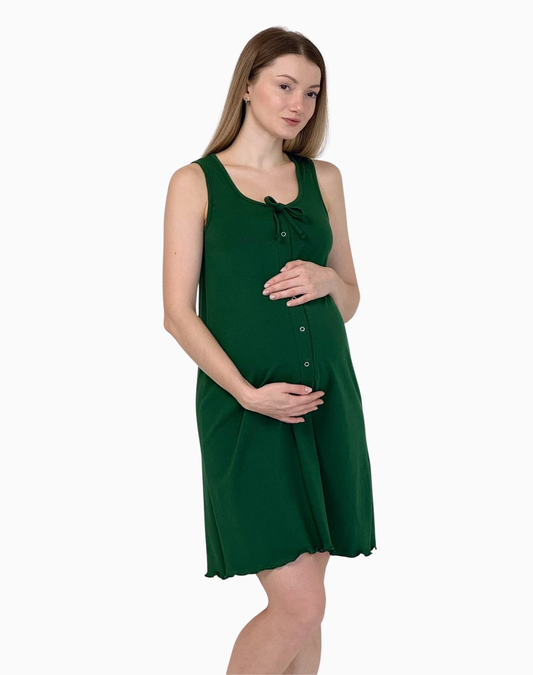 Bowie – koszula do karmienia z napami i wiązaniem – Bottle green (Butelkowa zieleń)