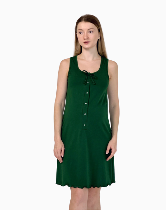 Bowie – koszula do karmienia z napami i wiązaniem – Bottle green (Butelkowa zieleń)