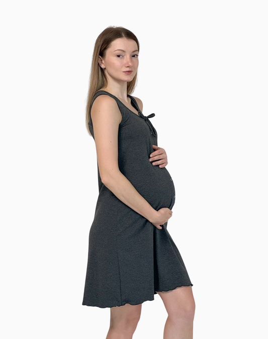 Bowie – koszula do karmienia z napami i wiązaniem – Graphite (Grafitowy)