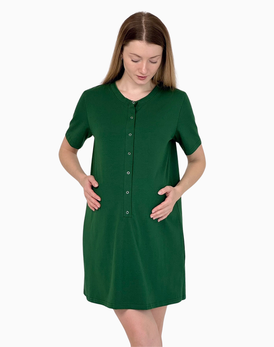 Sonia – koszula do karmienia na napy – Bottle green (Butelkowa zieleń)