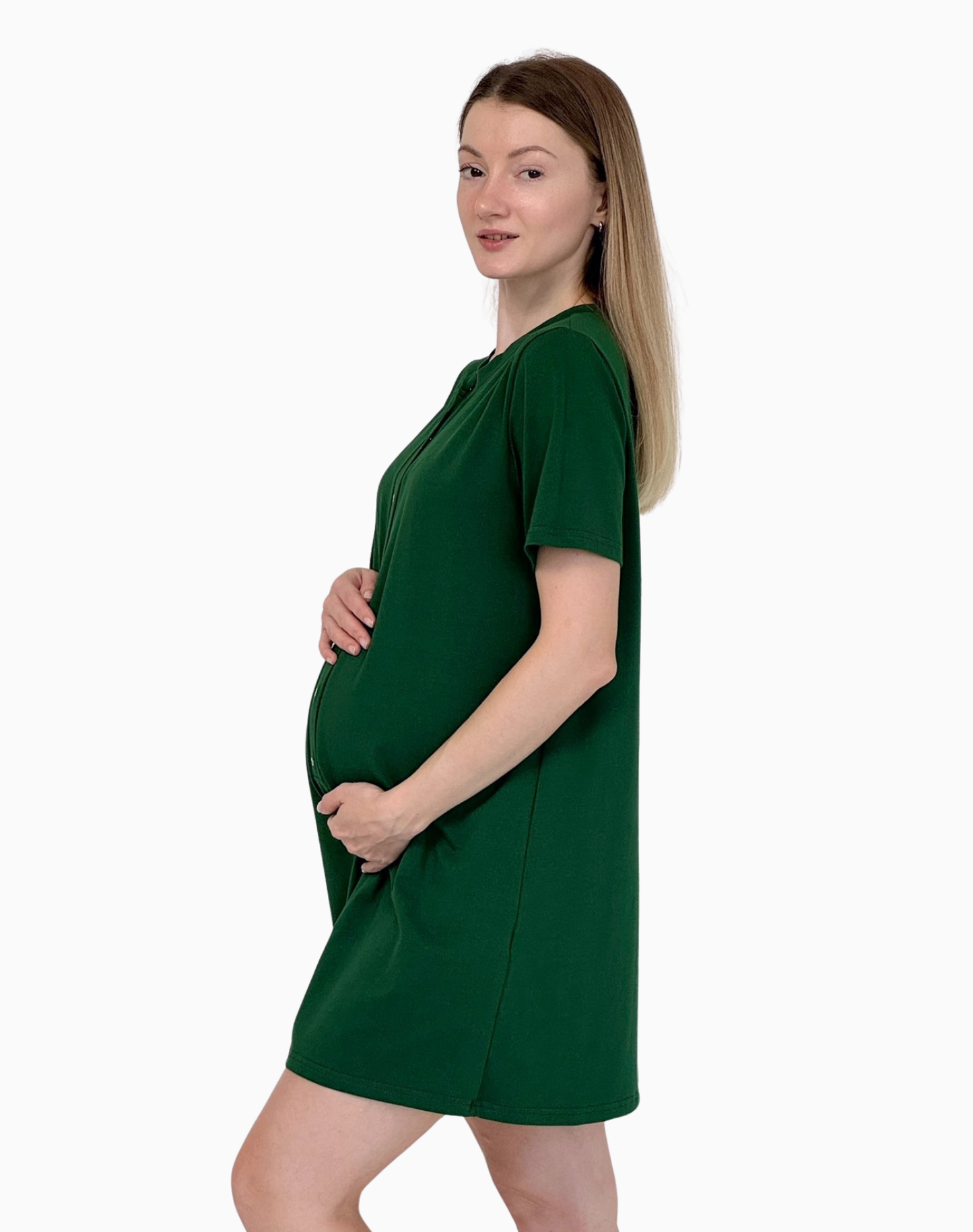 Sonia – koszula do karmienia na napy – Bottle green (Butelkowa zieleń)