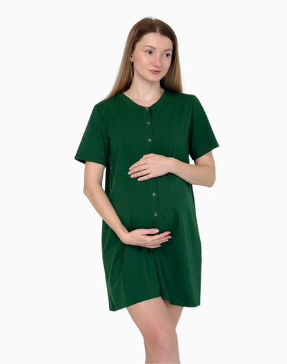 Sonia – koszula do karmienia na napy – Bottle green (Butelkowa zieleń)