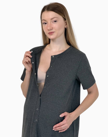 Sonia – koszula do karmienia na napy – Graphite (Grafit)