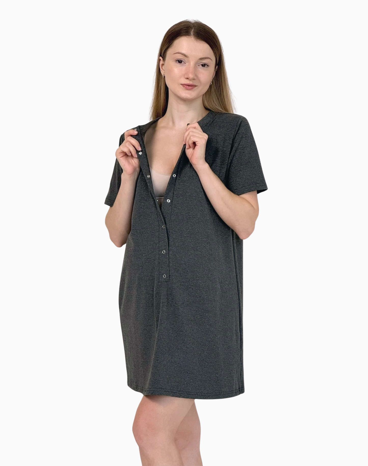 Sonia – koszula do karmienia na napy – Graphite (Grafit)