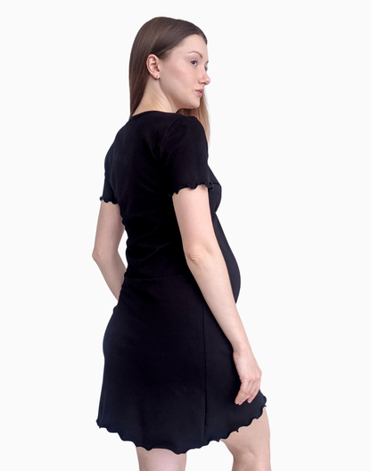 Zoe – koszula do karmienia z dekoltem kopertowym – Black (Czarny)