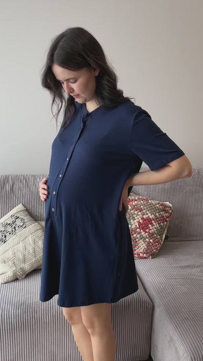 Sonia – koszula do karmienia na napy – Midnight navy (Ciemny Granat)