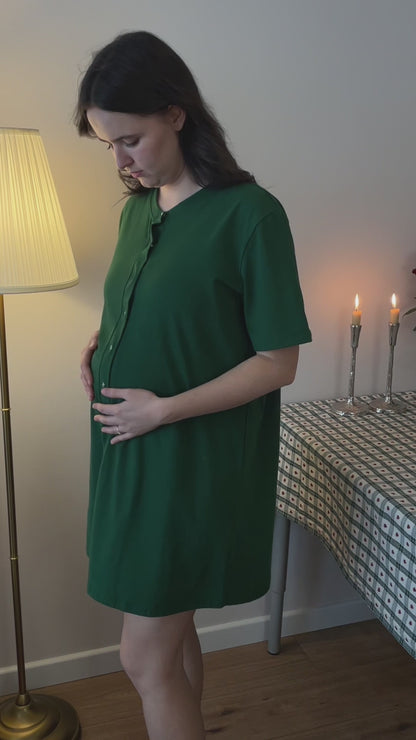 Sonia – koszula do karmienia na napy – Bottle green (Butelkowa zieleń)