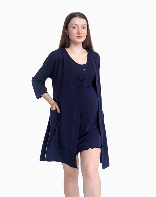 Hera – szalfrok ciążowy z kieszeniami – Midnight navy (Ciemny granat)