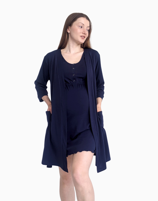 Hera – szalfrok ciążowy z kieszeniami – Midnight navy (Ciemny granat)