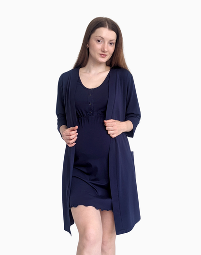 Hera – szalfrok ciążowy z kieszeniami – Midnight navy (Ciemny granat)