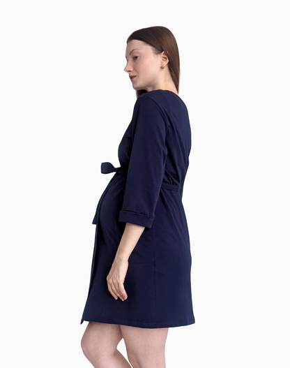 Hera – szalfrok ciążowy z kieszeniami – Midnight navy (Ciemny granat)