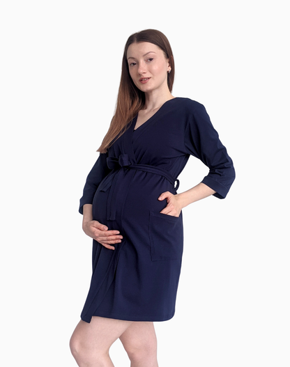 Hera – szalfrok ciążowy z kieszeniami – Midnight navy (Ciemny granat)