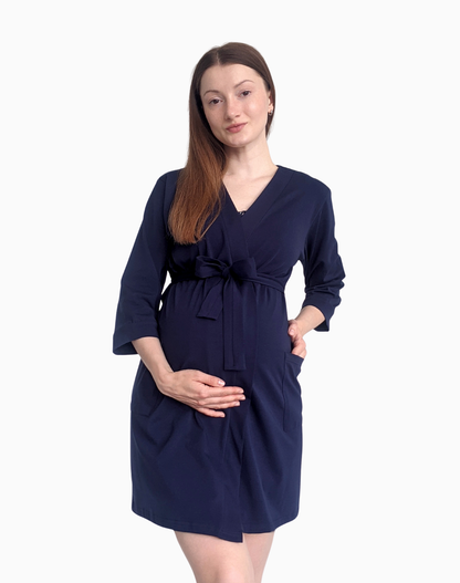 Hera – szalfrok ciążowy z kieszeniami – Midnight navy (Ciemny granat)